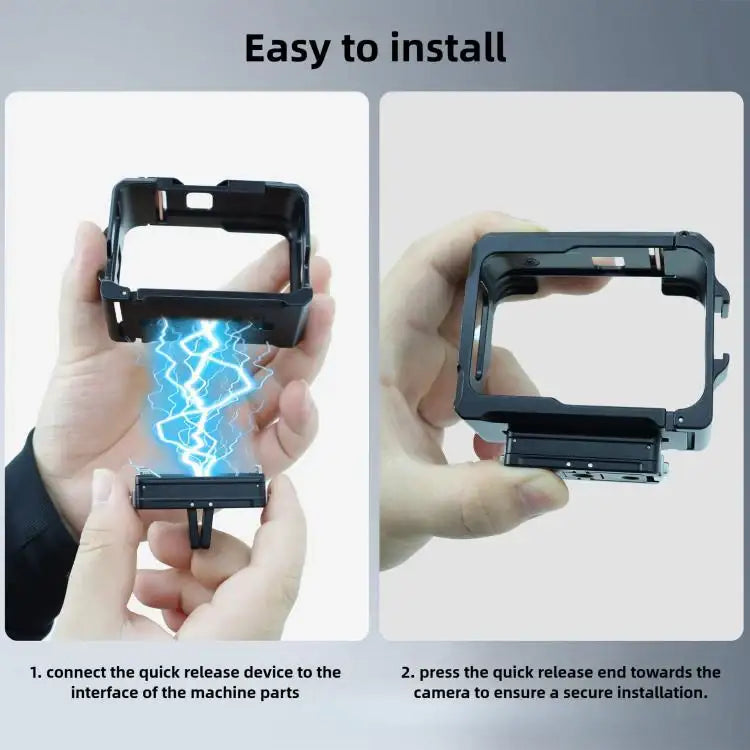 Magnetiskt snabbfäste för actionkamera med robust grepp.