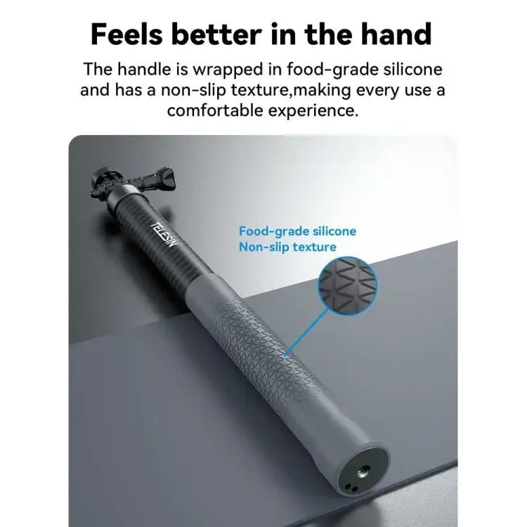 TELESIN 3M Carbon Fiber Selfie Stick Monopod With 1/4 Screw For Action Camera - Action King