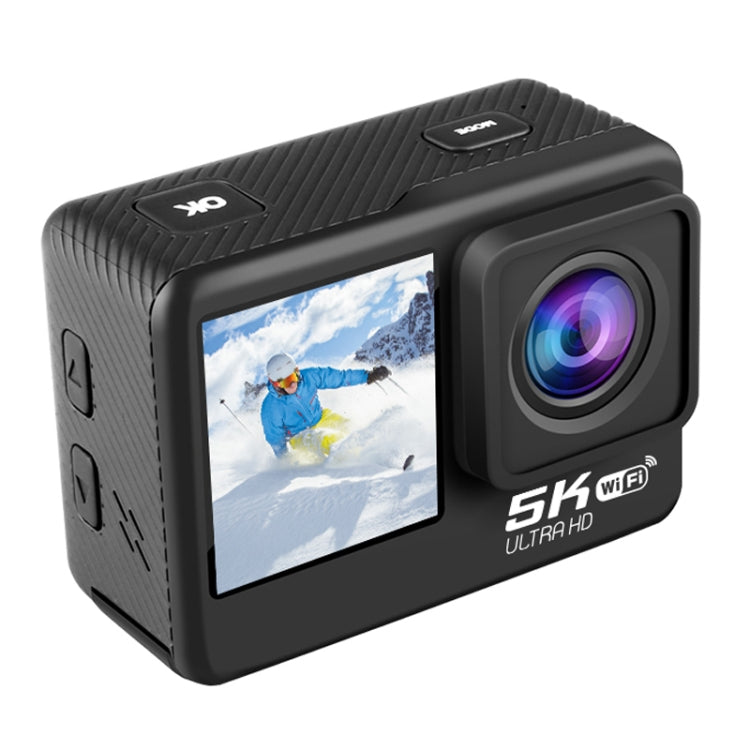 5K Actionkamera med dubbla skärmar, 5K/30FPS, WIFI HD, anti-shake funktion.