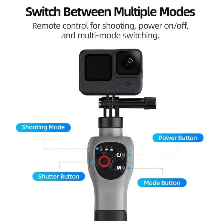 Telesin Selfiepinne Vattentät - 250-850mm med Fjärr till GoPro Hero13/12/11/Mini/10/9/8 Black / Max - Action King