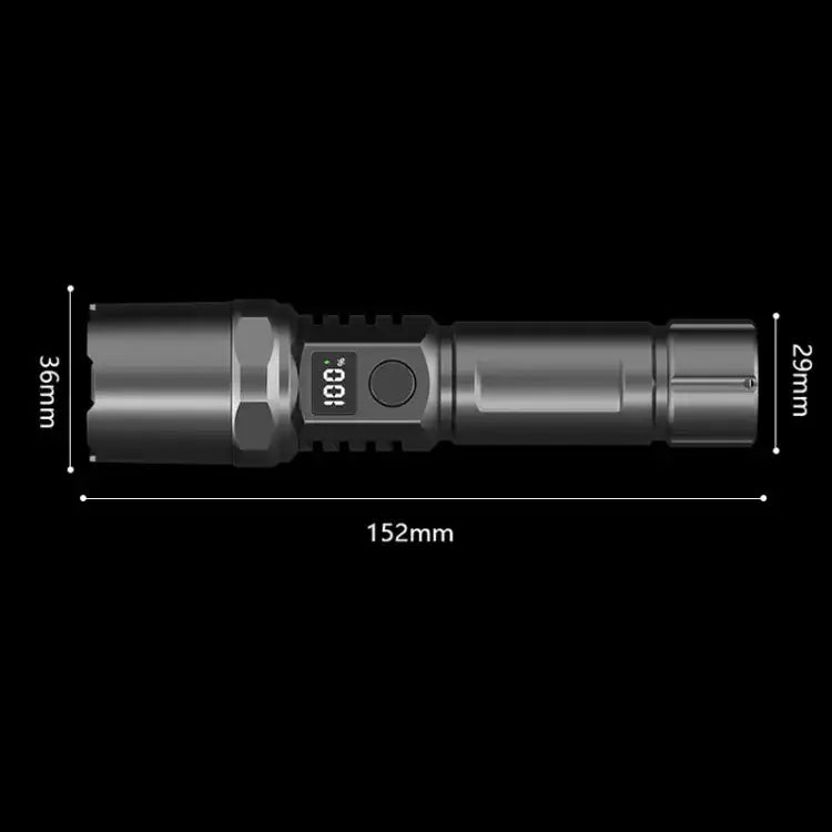 Rechargeable LED Flashlight with Zoom and LCD Display – 3000 mAh