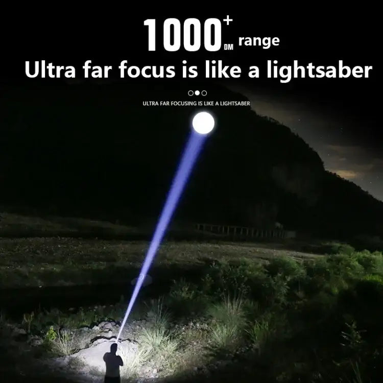 Rechargeable LED Flashlight with Zoom and LCD Display – 3000 mAh