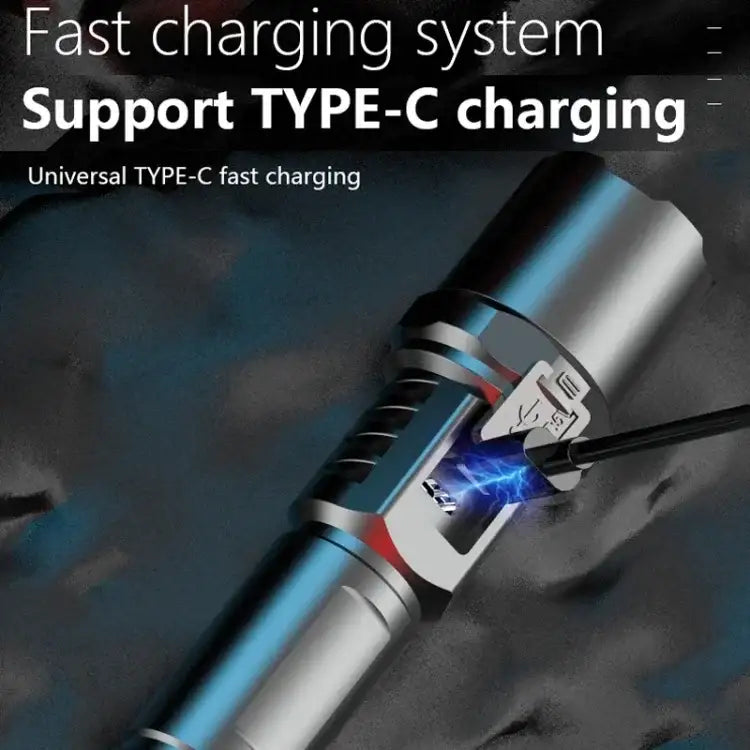 Rechargeable LED Flashlight with Zoom and LCD Display – 3000 mAh