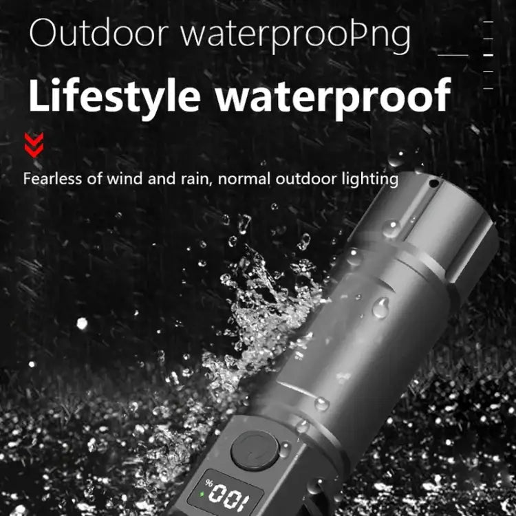 Rechargeable LED Flashlight with Zoom and LCD Display – 3000 mAh