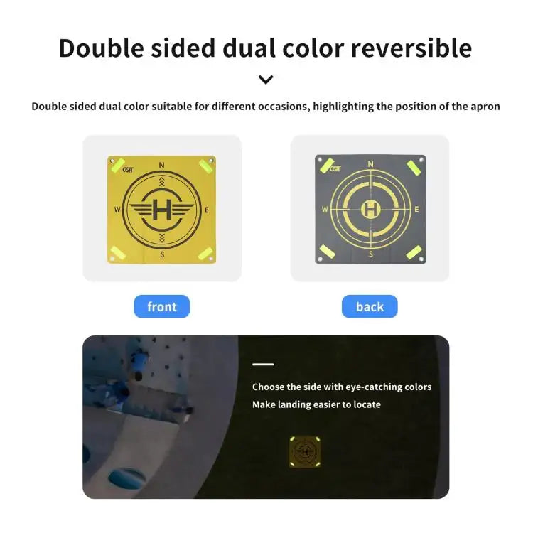 CQT 55cm Universal Reflective Drone Landing Pad Dual-Sided Waterproof Foldable Mat with Ground Pegs - Action King