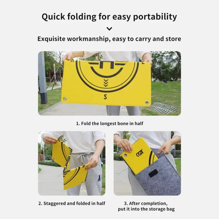 CQT 55cm Universal Reflective Drone Landing Pad Dual-Sided Waterproof Foldable Mat with Ground Pegs - Action King