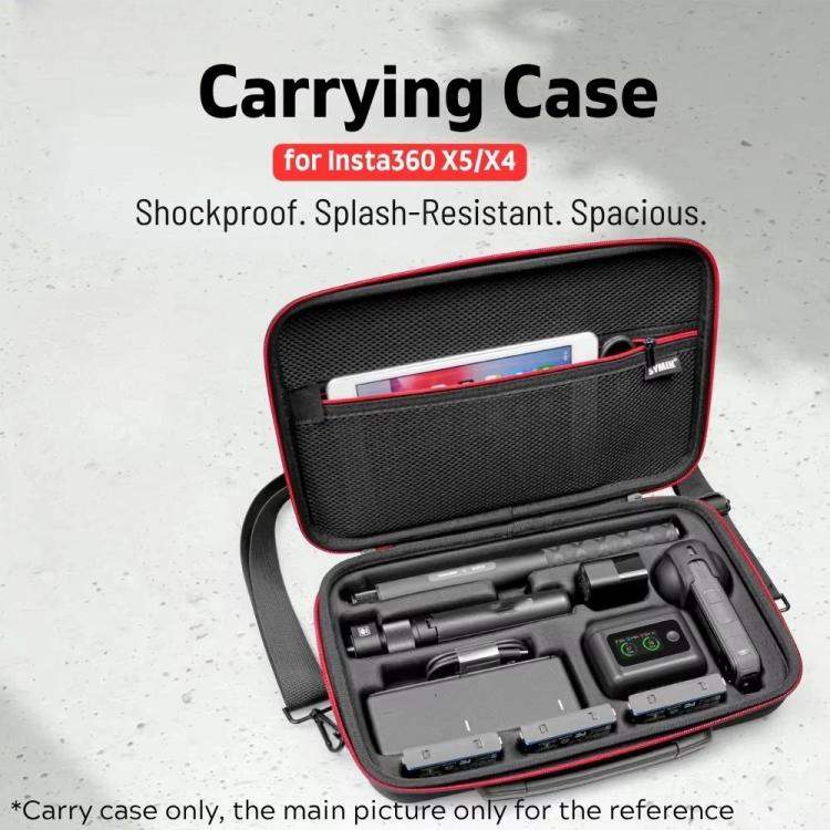 For Insta360 X5 / X4 Camera SYMIK Large Capacity Storage Bag Handbag Messenger Carrying Case - Action King