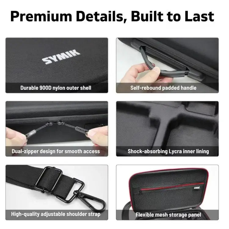 For Insta360 X5 / X4 Camera SYMIK Large Capacity Storage Bag Handbag Messenger Carrying Case - Action King