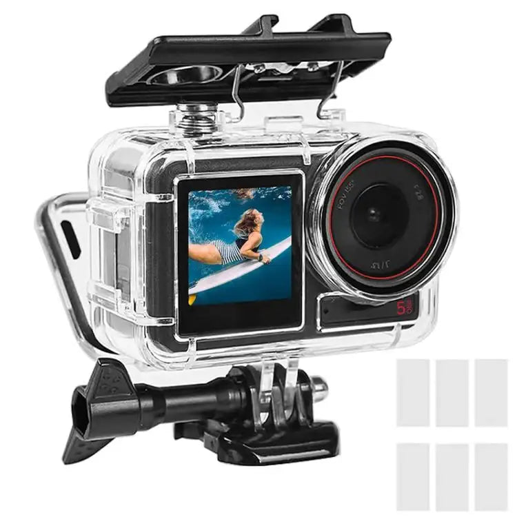 For DJI Action 5 Pro/4/3 Waterproof Diving Case with Buoyancy Float Stick Kit Includes Anti-Fog Inserts, Mounting Base - Action King