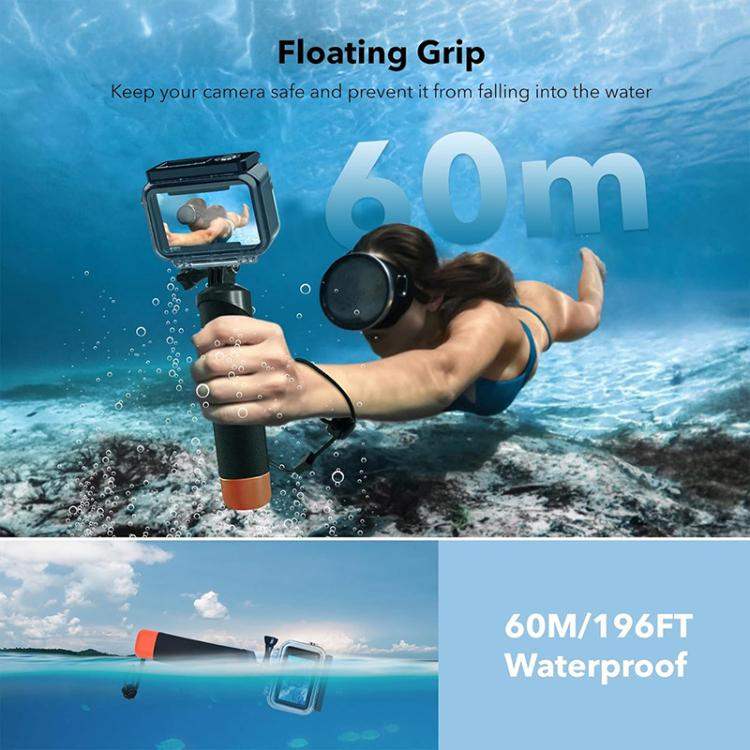 For DJI Action 5 Pro/4/3 Waterproof Diving Case with Buoyancy Float Stick Kit Includes Anti-Fog Inserts, Mounting Base - Action King