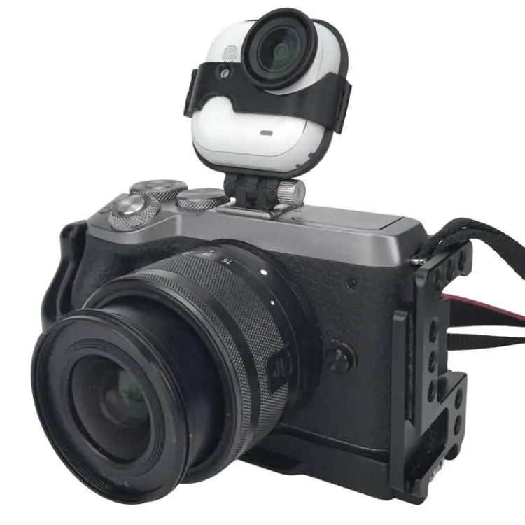 Hot shoe mount för Insta360 GO Ultra till DSLR/spegellösa kameror, dubbelt tillbehörsfäste.