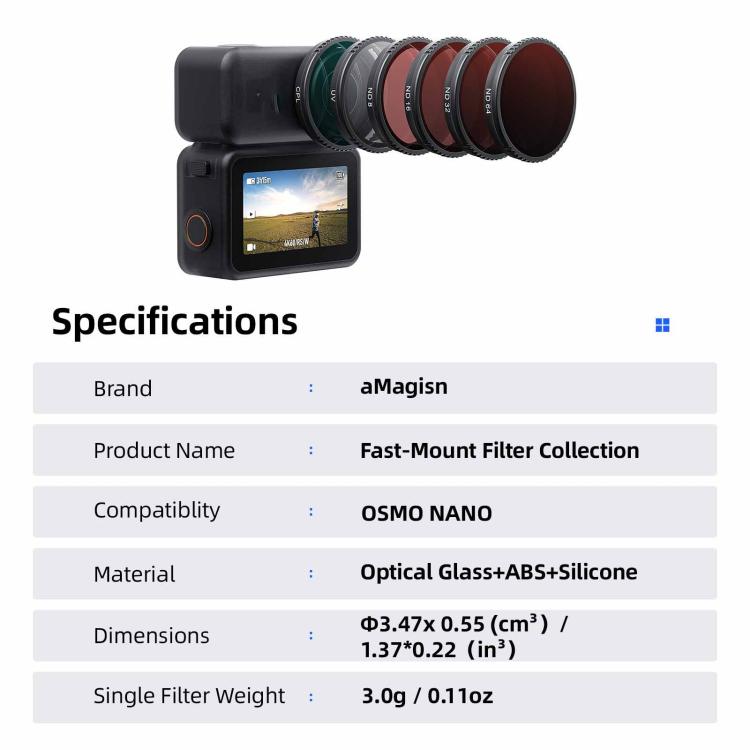 AMagisn Osmo Nano Quick Filter til DJI Osmo Nano