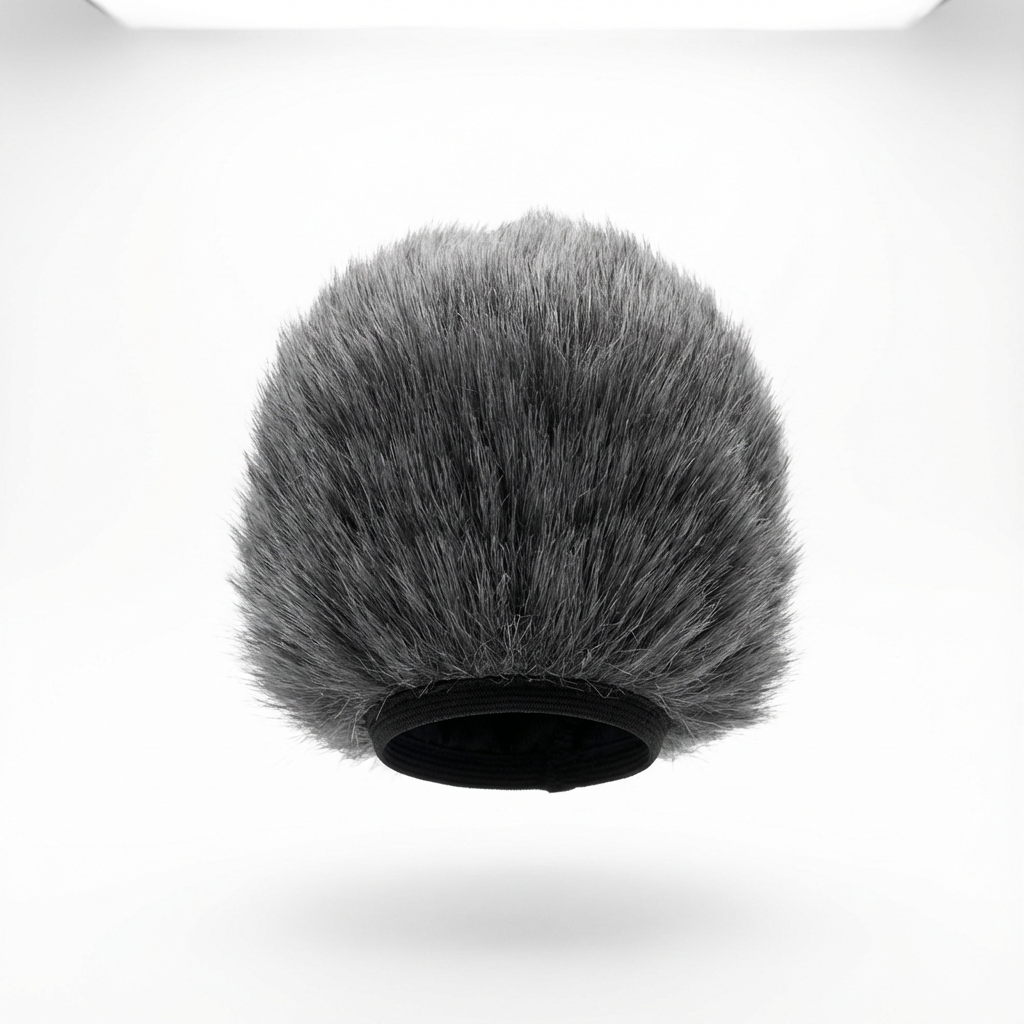 Mikrofonvindskydd – svart päls för förbättrat ljud utomhus. Passar de flesta mikrofoner. Hållbart.